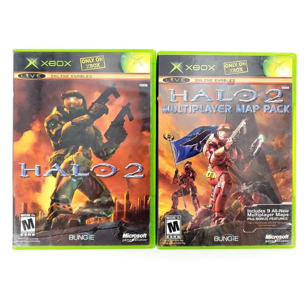 Halo 2 & Halo 2 Multiplayer Map Pack Microsoft Xbox No Manual Tested & Works